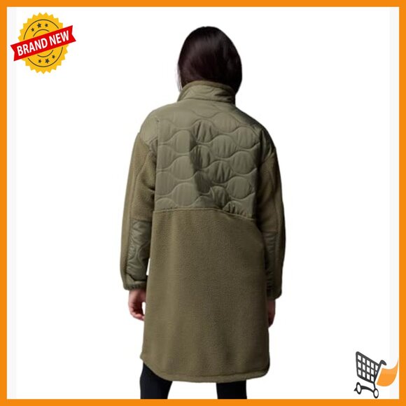 Sherpa Fleece Jacket Long Sleeve Snap Front Hand Pockets Regular Fit - Picture 2 of 4